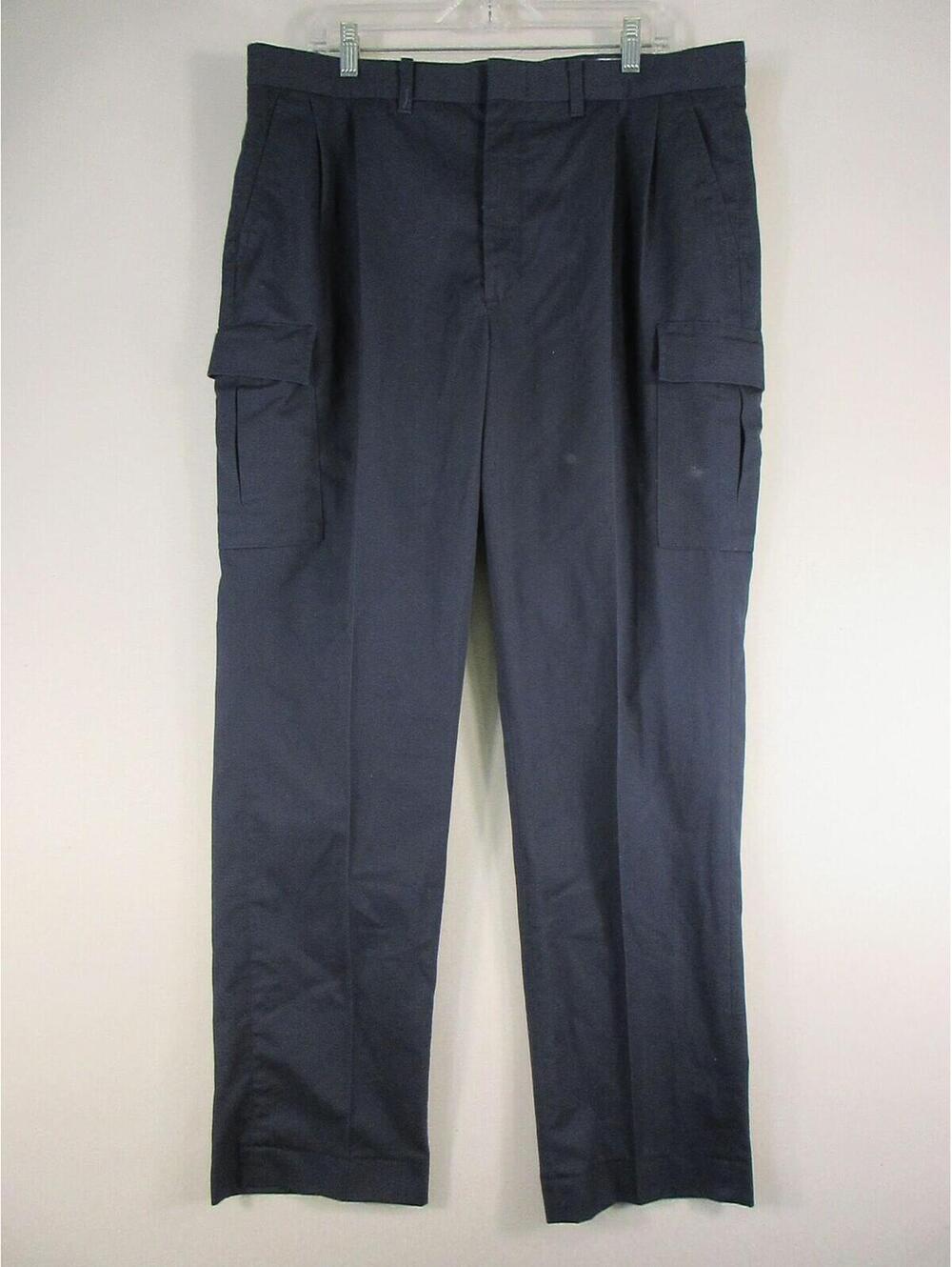 Riverside Cargo Pants Mens 36 Navy Work Uniform Pleated Front Straight Leg
